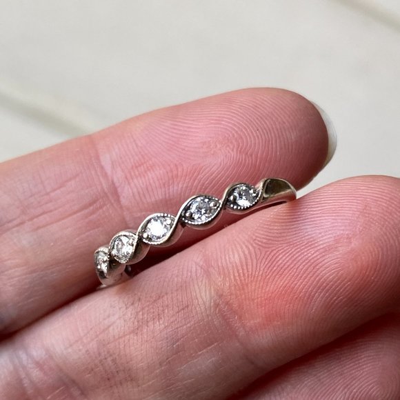 14K White Gold Diamond Half Eternity Ring - Picture 5 of 9